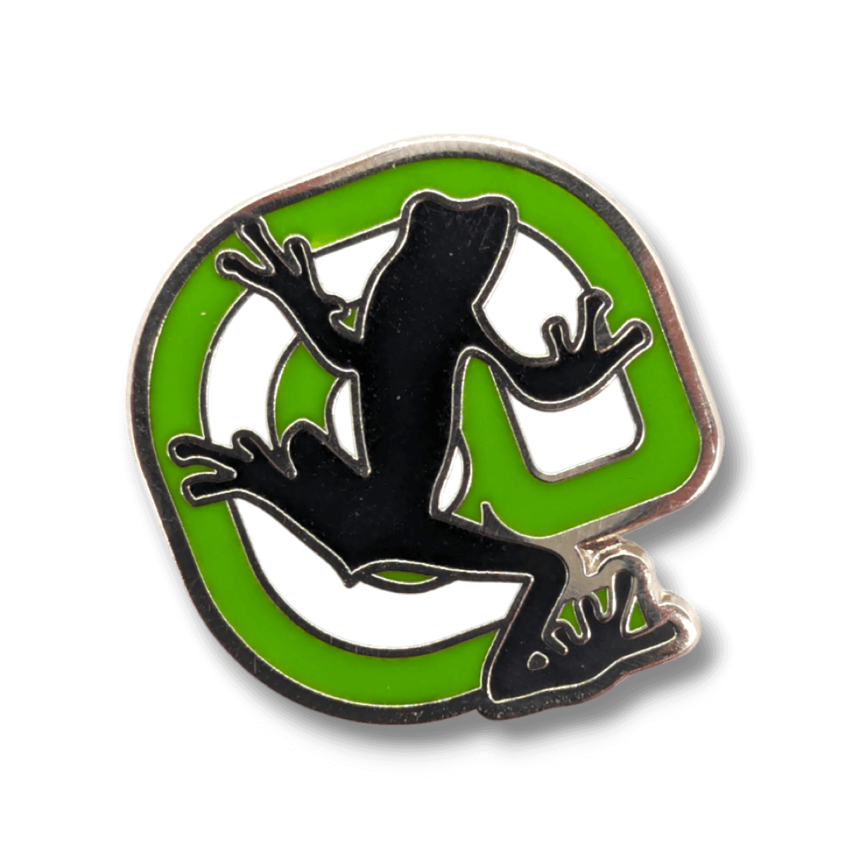 A screaming frog pin badge