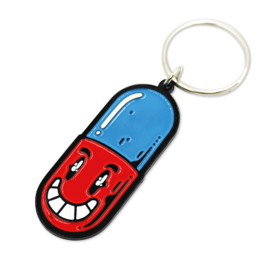 A sinister looking pill keyring!